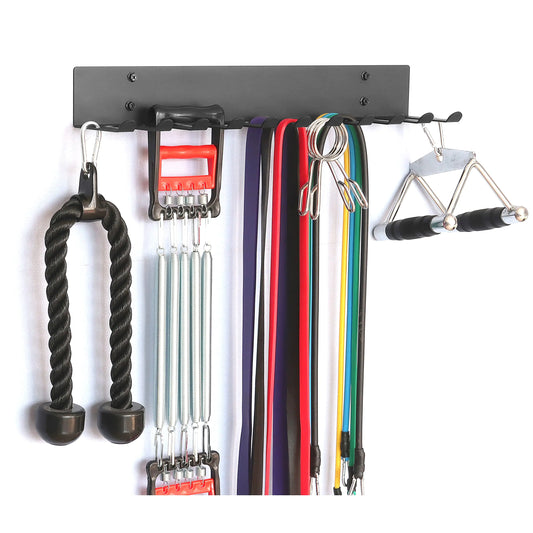 Multi-Purpose Gym Equipment Storage Rack Resistance Bands Storage Hanger Barbell Rack Heavy Duty Gym Rack for Exercise Bands Lifting Belts and Jump Ropes (23" / 11 prongs)